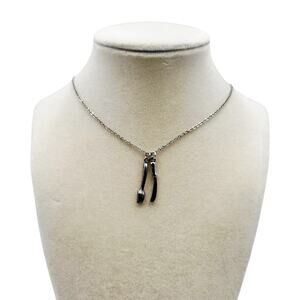 12.5" "Knife & Fork" Charm Silver-Tone Chain Necklace Culinary Cooking Dainty